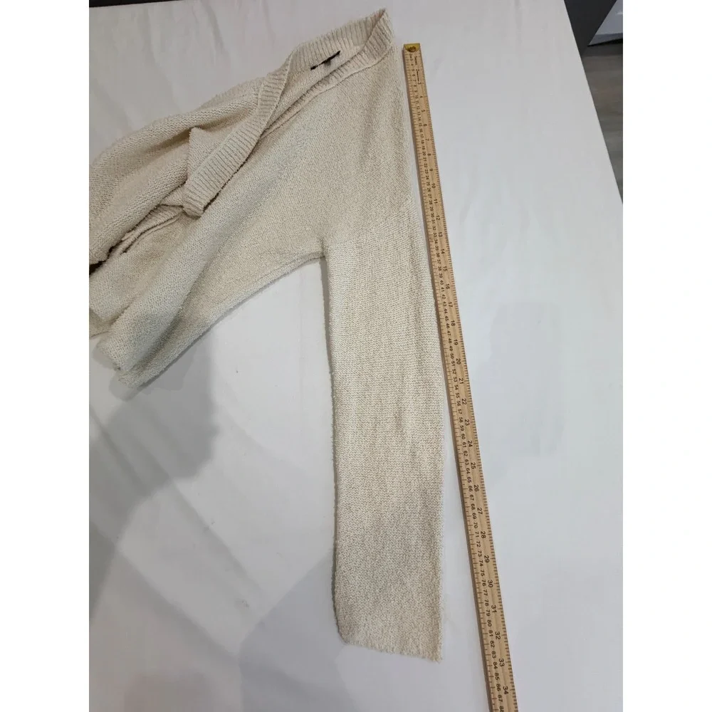 Eileen Fisher Womens Cardigan Cream M Organic Cotton Knit Button Up V-Neck Peru